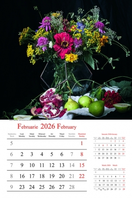 Calendar cu imagini Bouquets, 31.5 x 48 cm, 12 file, 2026